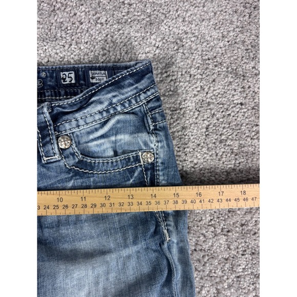 Miss Me Jeans Women Size 25 Bootcut Distressed Rhinestone Pockets Denim (READ) - Picture 10 of 14